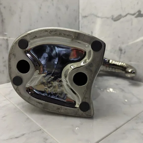 Pier One metallic gunmetal/silver glazed ceramic elephant - Picture 5 of 7